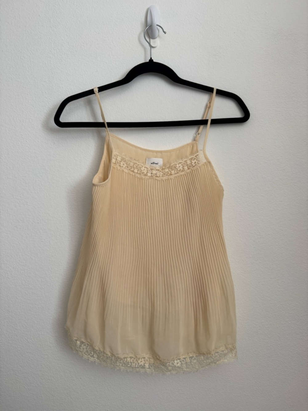 Wilfred Butter Yellow Pleated Lace-Trim Cami Tank